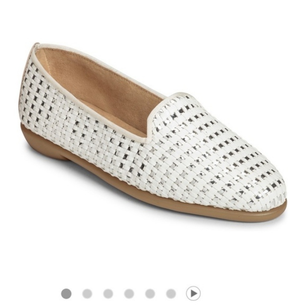 New white betunia loafers